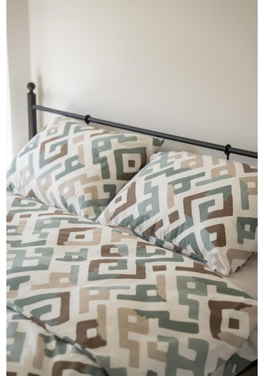 Cotton Collection Kışlık Pazen Çift Kişilik Nevresim Seti Geo Harmony Renkli