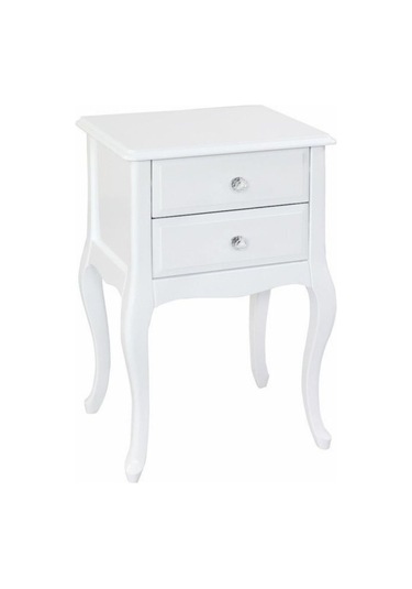 Roys Ahşap 2 Çekmeceli Masif Lake  Beyaz Komodin  Telefonluk