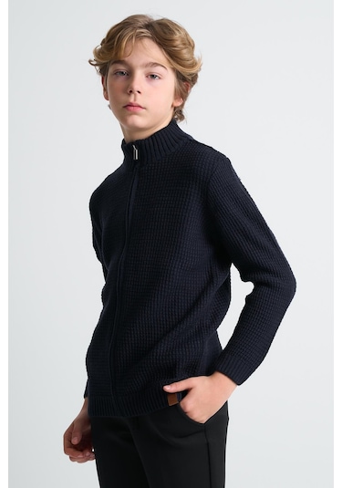 Alexandergardı Fermuarlı Dik Yaka Hırka Lacivert