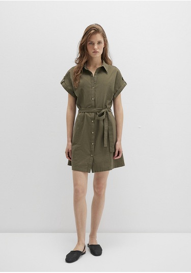 Mavi - Haki Gömlek Elbise 1310723-71549 Yeşil