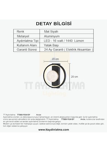 Tt069-yuv-sy Tt Aydınlatma Toplu Mat Siyah 3 Renk Ledli Aaplik Siyah