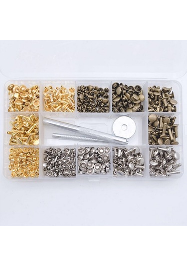 Yaozixa Deri Aksesuar Takımı: 300 Adet Pirinç Çift Kapaklı Perçin Ve Zımba Seti Diğer