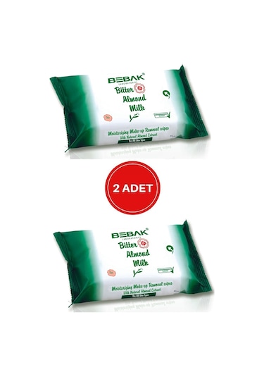 Bebak Acı Badem Sütlü Makyaj Temizleme Mendili 2 x 20'li