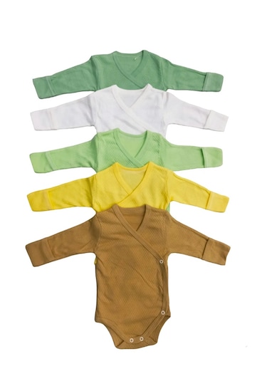 Uzun Kollu Kendinden Eldivenli Çıtçıtlı Kruvaze Badi 5 Li Pa... Çok Renkli