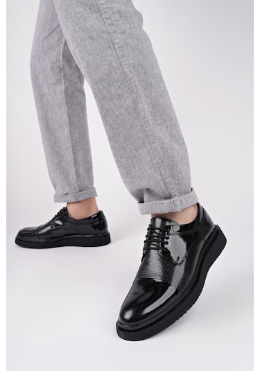 Muggo Marcel Garantili Erkek Günlük Klasik Hakiki Deri Casual Ayakkabı Siyah - Buz