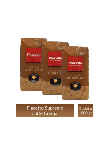 Piacetto Cafe Crema Supremo Çekirdek Kahve 1 Kg X 3 Adet Çekirdek Kahve