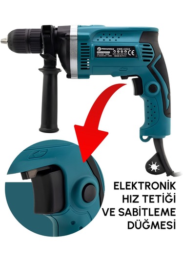 Prohummer PH250 Profesyonel Elektrikli Darbeli Matkap Mavi