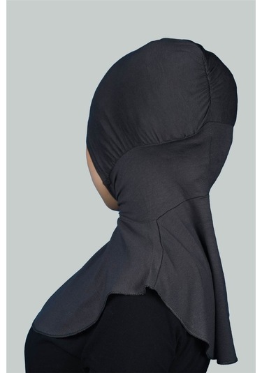 Kadın Tesettür Pratik Boyunluklu Hijab - Sporcu Bone Füme