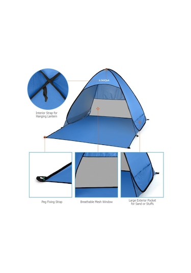 Lixada Otomatik Anında Açılır Plaj Çadırı Hafif Dış Mavi