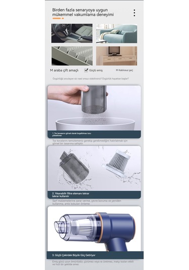 Akülü Mini Şarjlı Dik Süpürge - Siyah