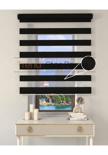 Antrasit Etek Dilimsiz Zebra Stor Güneşlik Perde Antrasit