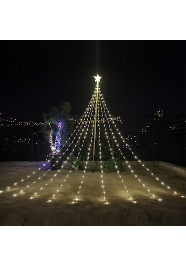 Novahub Yeşil Usb 5 Köşeli Yıldız Lamba Dize 2m/3m Şelale Lamba Avlu Açık Kamp Bahçe Asılı Ağaç Lambası Noel Led Lamba Uzaktan Kumanda Yeşil