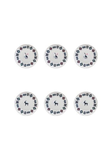 Porser Porselen Hitit Pasta Tabağı Takımı 21cm 6 Parça Tvl6pstprs1234 Çok Renkli