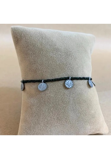 Uretti - Mehtap 4435 - El Yapımı Antik Boncuk Detaylı Halhal Siyah