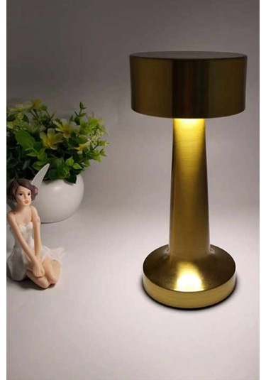 Dimmerli Dekoratif Gold Şarjlı Dokunmatik Led Masa Lambası Usb Kablolu Gece Lambası Nv0055g Gold