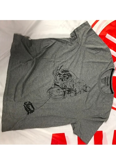 Triumph Tom Motor Resmi Baskılı Bisiklet Yaka Gri Tshirt