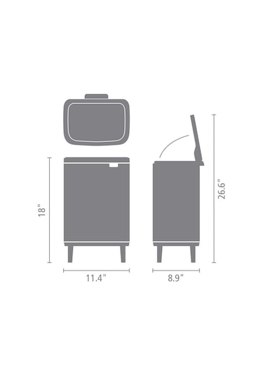 Brabantia Mat Siyah Ayaklı Çöp Kutusu 12 Litre Mat Siyah