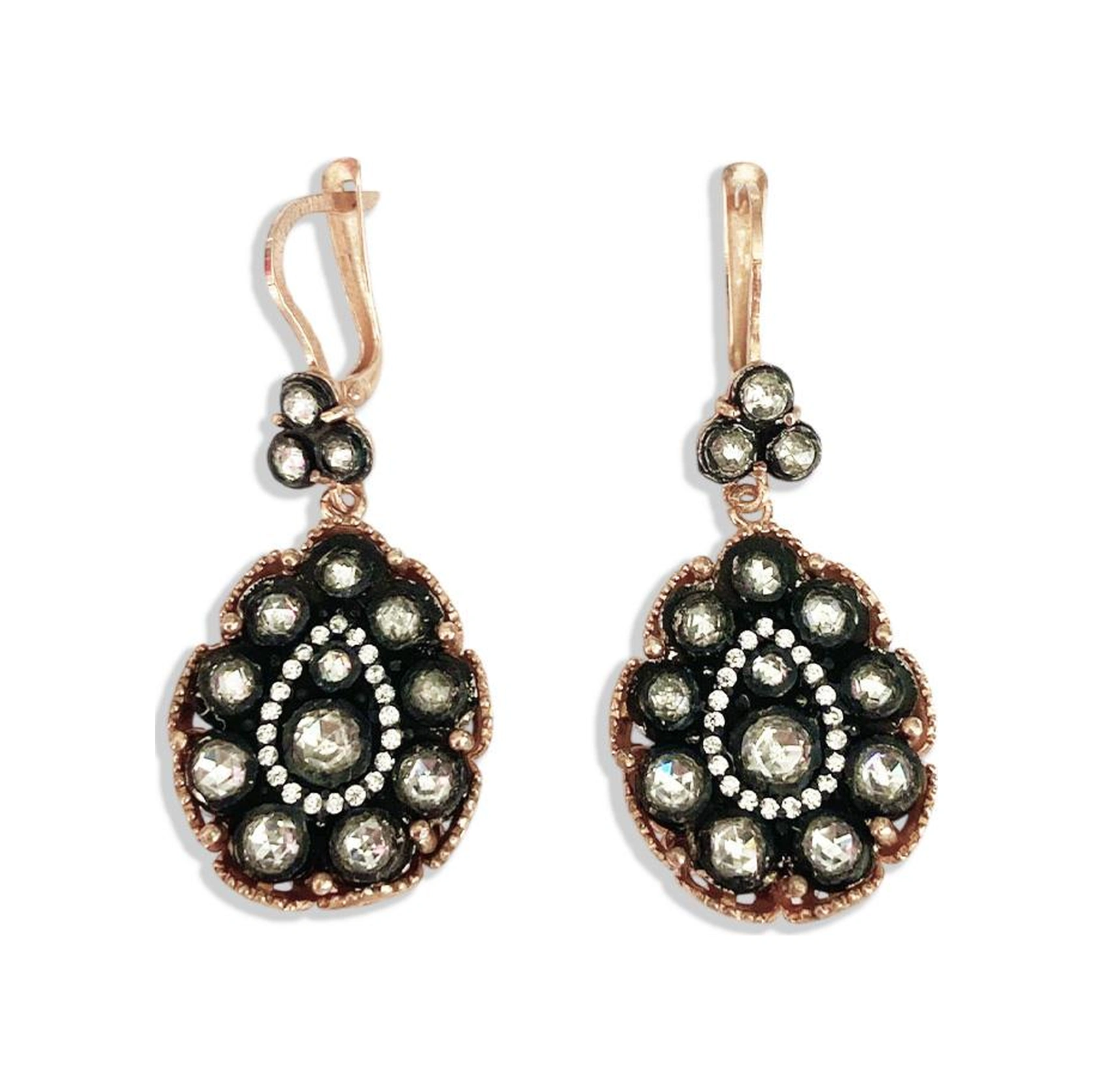 Damla Elmas Montür Rose Gold Gümüş Küpe Gümüş