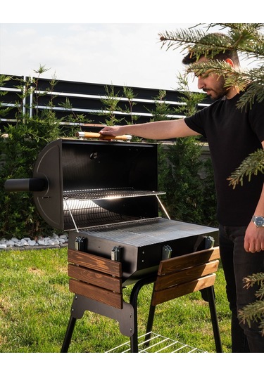 Grillord 75 Kömürlü Barbekü 2 Adet Döküm Izgaralı + Hediye Seti Önlük + Kılıf + 2 2 Kg Kömür Gümüş - Siyah