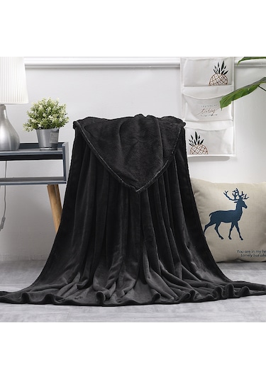 Lemestar Siyah 100x140cm 320g Kaliteli Koral Yün Battaniye - Ev Kullanıma Uygun, Konforlu Ve Dayanıklı Diğer