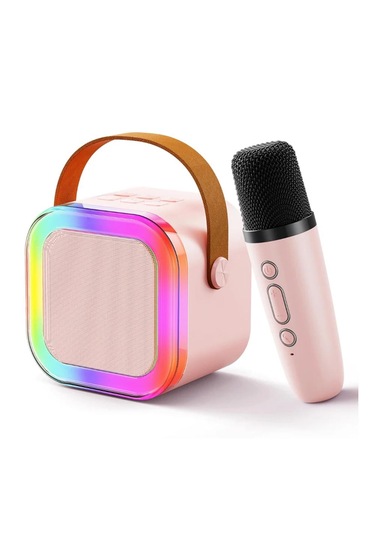 Bukrem K12 Led Karaoke Hoparlör 5w, Rgb Işık, Bluetooth + 5 Efektli Mikrofonlu Set