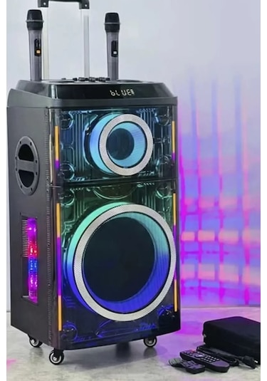 12"+1 Tweeter/equalizer Profosyonel Bluetooth Hoparlör 60000watts Speaker Çift Mikrofonlu Derin Bass
