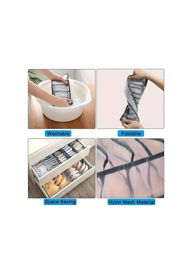 Dashanshop Siyah 7 Bölmeli Katlanır Çekmece Düzenleyici Pantolon Ve İç Çamaşırı Organizer Siyah