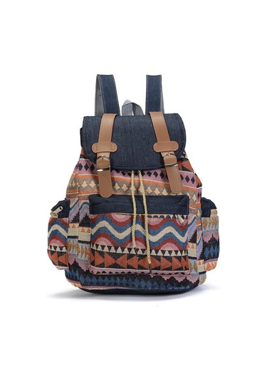 Yeni Kadın Sırt Çantası Kot Kontrast Renkli Sırt Çantası Büyük Kapasiteli Günlük Öğrenci Çantası Matches The İmage Çok Renkli