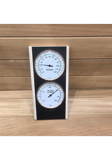 Honeybeeshop Siyah Çift Ölçekli Paslanmaz Çelik Higrometre Termometre Sauna Spa Aksesuarı Entegre Panel