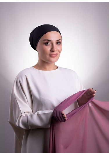 Fuşya Pratik Hazır Geçmeli Şal Şifon Boru Boneli 3001_20