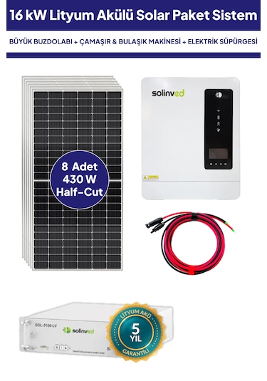 16 Kw Lityum Akülü Solar Güneş Enerjisi Sistemi