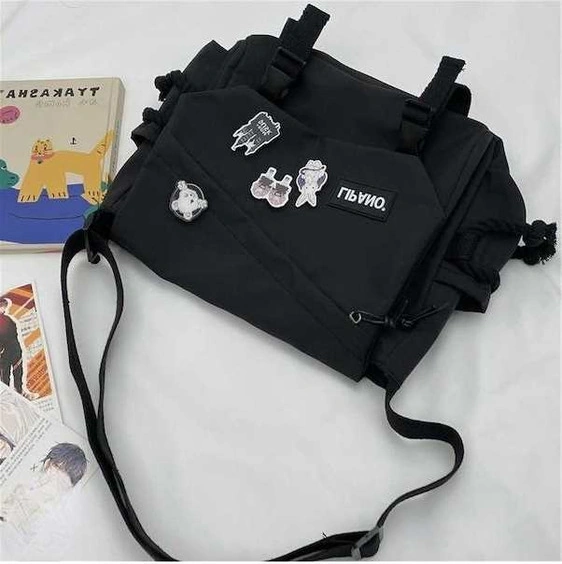 Tongxida Siyah Naylon Omuz Çantası - Büyük Kapasiteli Crossbody - Genç Ve Öğrenci İçin - Siyah Siyah
