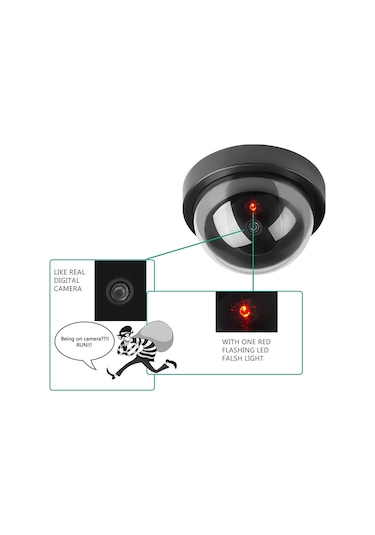 4 Adet Led Işıklı Dome Kamera Taklit_Sahte_Tavan Caydırıcı Kamera