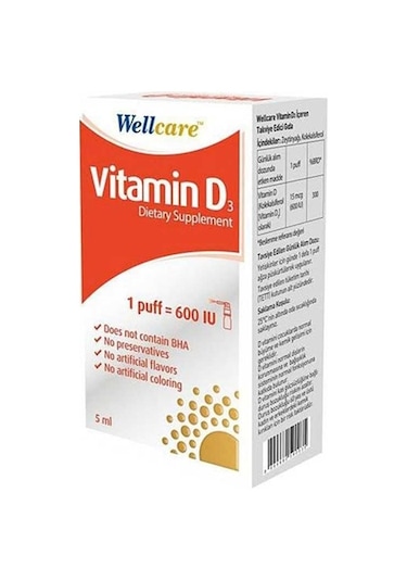Wellcare Vitamin D3 600 Iu Içeren Takviye Edici Gıda 5 Ml