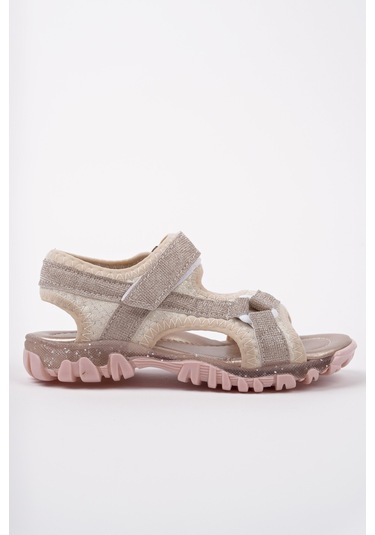 Muggo Elon Cırtlı Ve Simli Günlük Kız Çocuk Sandalet Altın