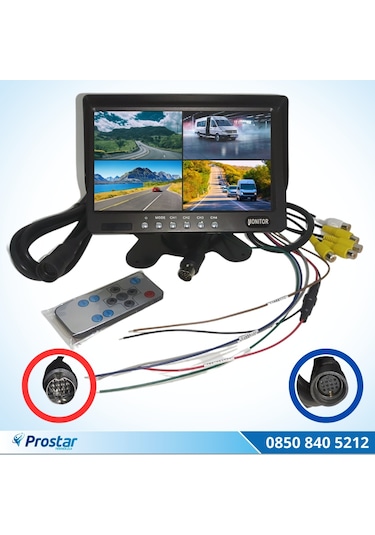 7" Dörde Bölünür Araç Monitörü 13 Pin Çıkışlı 4 Kamera G