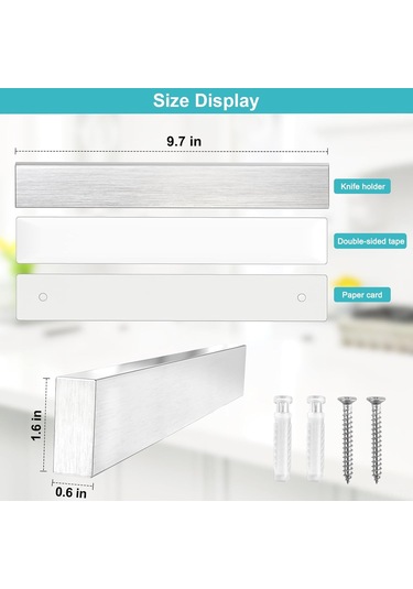 Teltree Stainless Steel 304 Manyetik Bıçak Tutucu - Modern Mutfak Bıçaklı Magnetic Bar Gümüş