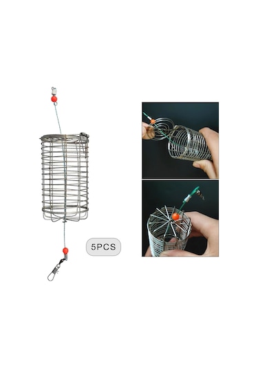 Homyl 5x Katı Balıkçılık Besleyici Kafes Sepet Konteyner S