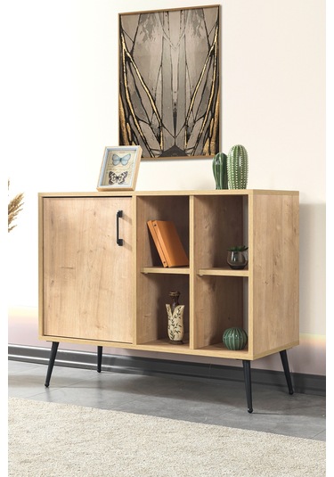 4108 Şile Metal Ayaklı Metal Kulplu 100 Cm Konsol - Tv Ünitesi - Yemek Odası - Kahve Köşesi Safir Safir