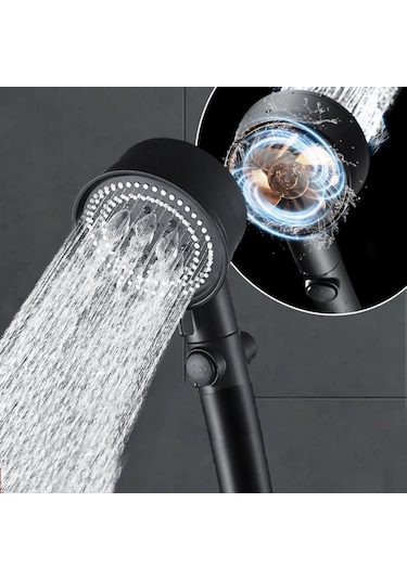 Qianfan Duş Başlığı Turbo Fan 5 Fonksiyonlu Duş Başlığı El Duşu Siyah