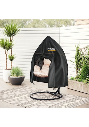 Haegs Bahçe Salıncağı Örtüsü, Rattan Hamak Koltuk Salıncak Koruyucu Kılıfı Brandası, 190 X 115cm Siyah