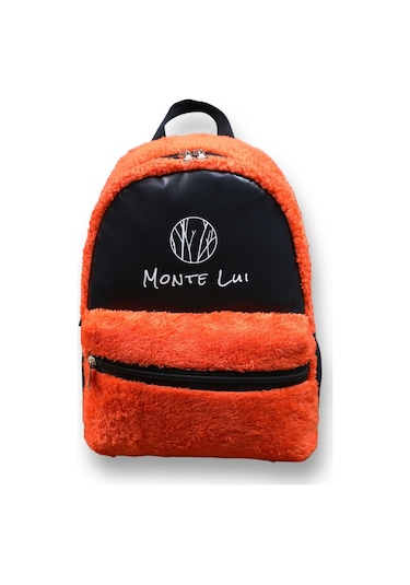 Monte Lui Mnt3637 Peluş Sırt Çantası Turuncu Siyah
