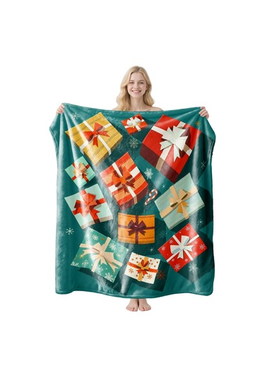 Noel Fral Küçük Battaniye Festival Atmosferi Pratik Kullanım-mt-flr-195 150 130 Yeşil