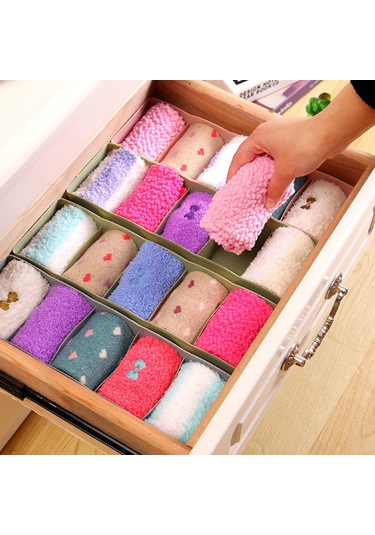 Padalink 5 Bölmeli Organize Edici Kutusu - Giyim Çorap Makyaj Malzemeleri İçin Pp Malzeme Dolap/çekmecelik Depolama Kutusu Yeşil Diğer