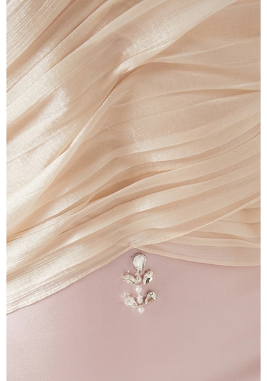 Ac By Aanchal Chanda Crystal - Embellished Off - Shoulder Dekolteli Uzun Kadın Elbise Pembe
