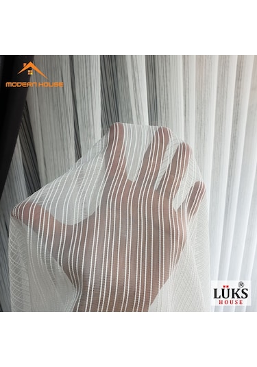 Lüks Zincir Çizgili Kurşunlu Tül Perde - Modern House