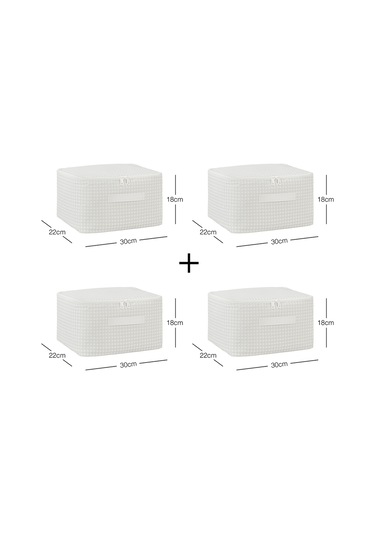 Home Wave 4'lü Küçük Boy Gri Pötikare Hurç Set 30 x 22 x 18 cm