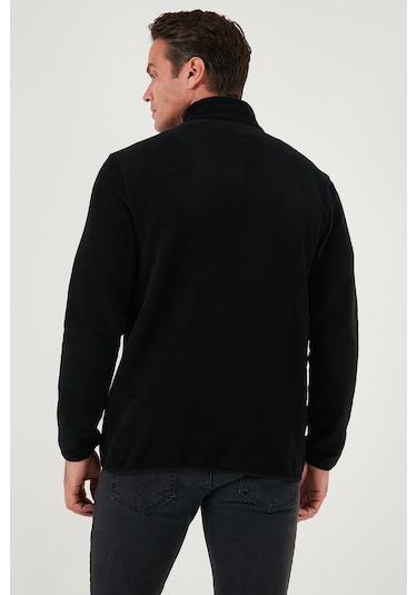 Buratti Slim Fit Yarım Fermuarlı Dik Yaka Erkek Polar 5906003 Siyah
