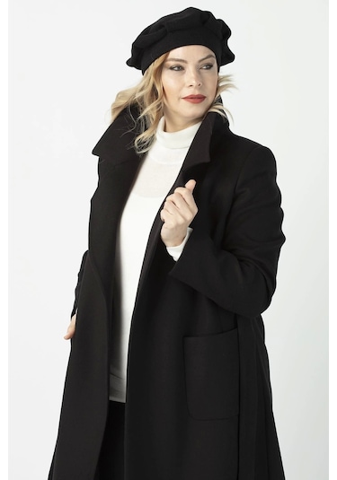 Moda Berray 904 Siyah Mono Yaka Torba Cepli Kaşe Kaban