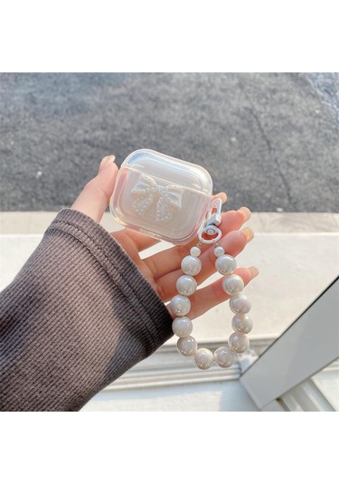 Apple Airpods 3. Nesil İle Uyumlu Kılıf Kalp Leopar Taş Kiraz Desenli Fiyok Tutmalı Kılıflar Gümüş